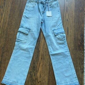Light Blue Cargo Women Jeans